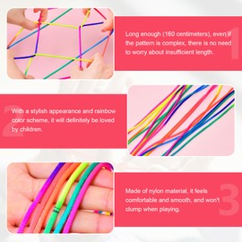 Pack of 12 Finger Games, Rainbow Rope, Flexible Thread Games for Children, Finger Twist, Children's Finger Game, Rainbow Rope, Flexible High-Quality Rainbow Rope Thread Finger Game, Educational Toy