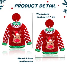 Skyfun Christmas Earrings for Women Acrylic Lightweight Dangle Earrings Merry Christmas Santa Claus Snowman Ugly Sweater Elk Xmas Holiday Jewelry Gifts Accessories Red Sweater