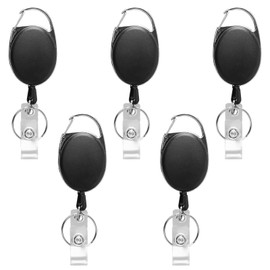 Pack of 5 Key Fobs, Extendable, Key Chain with Drawstring, Key Card Holder, Retractable ID Holder, Key Roll for Card Holder, Key Cards