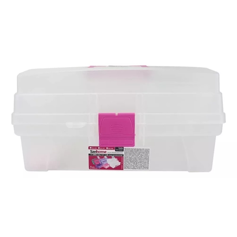Sanhome Caja Multiusos Vanity Rosa/transparente 14'' - 6402 Sanhome