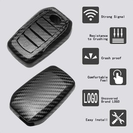 TANGSEN - Funda protectora para llave Compatible con inteligente con 4 botones de entrada sin llave y control remoto 3D, tejido de sarga de fibra de carbono, plástico ABS en relieve