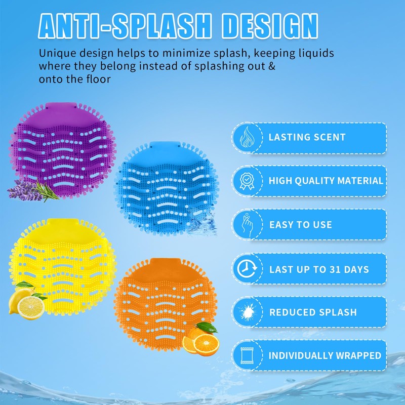 12 Pcs Urinal Screens Deodorizer, Urinal Mats Scented Splash Mat