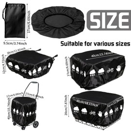 AUNGCSHE Rain Cover Bicycle Basket, Bicycle Basket Rain Cover with Elastic Band, Basket Cover, Waterproof with Reflective Strips, Rain Cover for Rear Basket, for Most Bicycle Baskets (Black)
