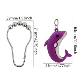 Decorative Dolphins Shower Curtain Hooks, Rust Proof Metal Stainless Steel Shower Curtain Rings Set of 12 for Home Shower Rod , Bathroom, Bedroom, Baby Room, Living Room Ocean Themed Decor