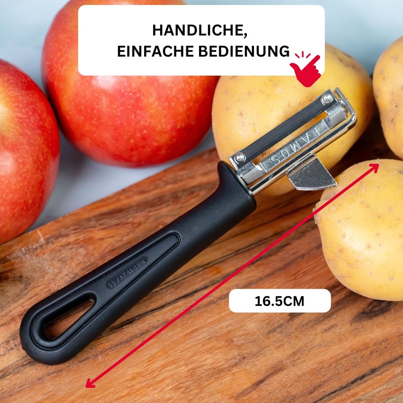 Westmark 28032270 Sparschäler Gentle für Linkshänder, PP/Edelstahl, schwarz / silber,