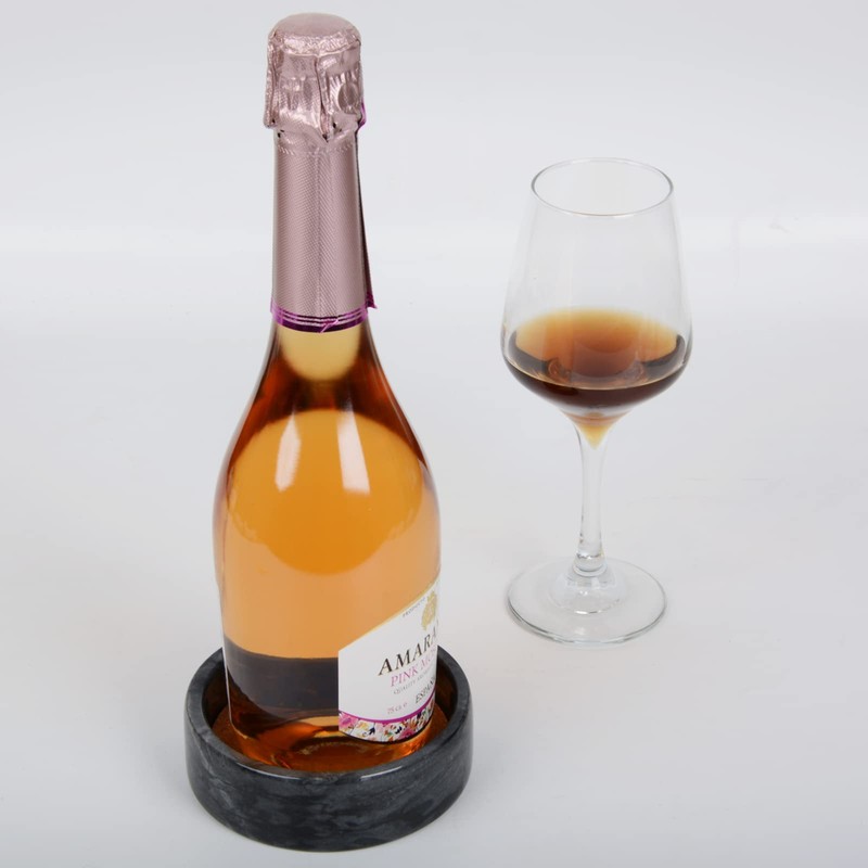 SIPARUI Marble Wine Bottle Coaster with Absorbent Cork Spacer for