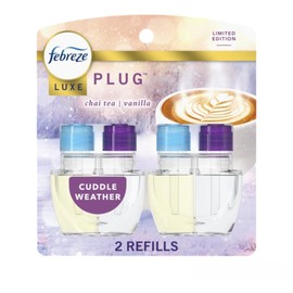 Febrez Odor-Fighting Fade Defy Plug in Air Freshener Refills, Fall Scents, Winter Luxe Limited Edition - (2) of 0.87 fl oz Refills (Cuddle Weather)