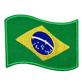 2.95" x 1.89" Brazil Flag Iron On Patch - Embroidered Brazilian Flag Applique - Iron On Sew On Patches for Clothing, Jeans, Backpacks, Clothes, Jackets