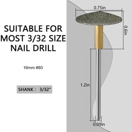 C12rtive Pedicure Drill Bit, Diamond Carbide Foot Nail Drill Bit Pedicure Foot Calluses Sanding Polishing Head for Cracked Skin Corns Callus Removal for Home Salon & DIY(Coarse)