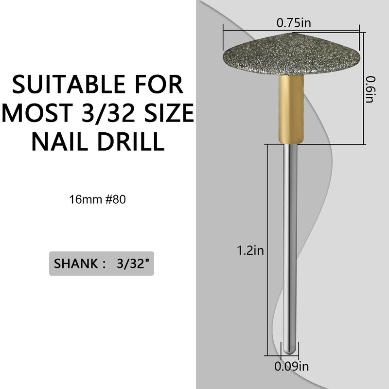C12rtive Pedicure Drill Bit, Diamond Carbide Foot Nail Drill Bit