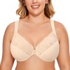 DELIMIRA Women's Front Closure Bras Plus Size Lace Full Coverage