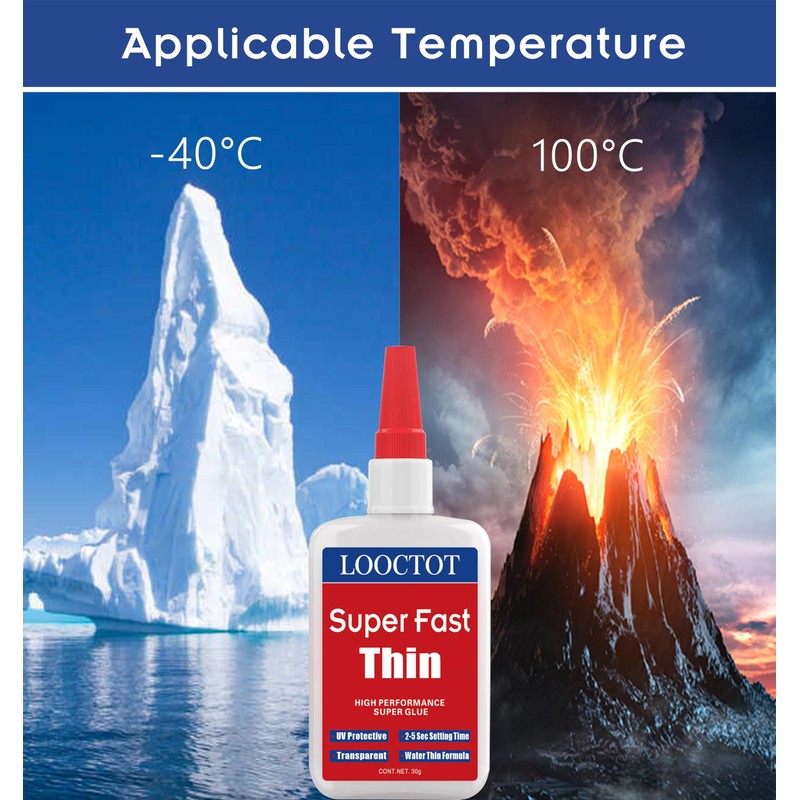LOOCTOT 60g(2.12 oz) Thin Super Glue Dries Super Fast (2-5