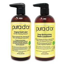 Pura D'or Shampoo y Acondicionador Anti Caída Aceite Argan Etiqueta Dorada