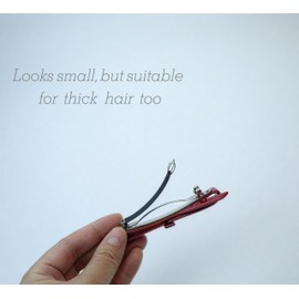 2PCS French Barrette Hair Clips for Women Fine Hair,Small Brown & Red French Acetate Bow Clips, Curved Glossy Flat Thin Hair Accessories for Girls (Red, Amber)