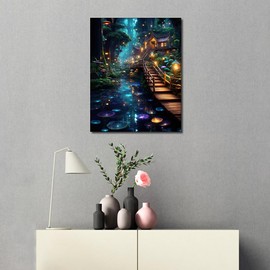 DIY Paint by Numbers Craft Kit for Adults Fantasy, Oil Painting Mushrooms, Paint by Numbers Craft Kit Forest for Adults, Acrylic Painting Craft Pack on Canvas 40 x 50 cm (Frameless)