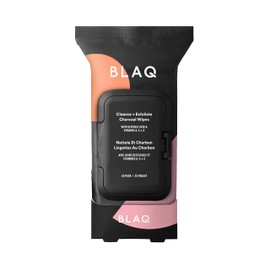 BLAQ Activated Charcoal Face Wipes - Dual Sided Charcoal Facial Cleansing Cloths - Makeup Remover, Exfoliating AHA boosted, Pore Cleansing for Acne Prone Skin - Travel Size Face Wash Cloth - 25 pcs