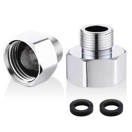 1/2 to 3/8 Water Line Adapter, G1/2" Female to 3/8" Male Compression Pipe Fitting, Brass Water Hose Adapter for RV Kitchen & Bathroom Plumbing, Includes Rubber Washer - 2 Pack