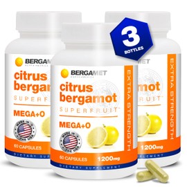 BergaMet Citrus Bergamot Supplement, 170:1 Extract, 1200mg per Serving, 80% Polyphenols, Italian Citrus Bergamot Supplement for High Cholesterol, 180 Capsules, 3 Months, Made in The USA