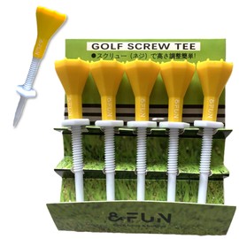 Golf Tee, Screw Tee, Stepped Long Tee & Middle Tee, Classic Tee & FUN (Yellow)