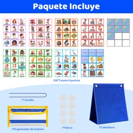 TIME4BUY Tabla de Horario Tarea para tareas Niños en Español, Horario Visual con 108 Tarjetas para Hogar y Escuela y Múltiples Escenarios, Calendario para Niños