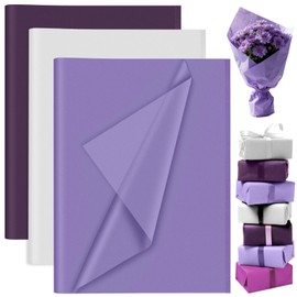 60 Sheets Purple White Tissue Paper Wrap Paper Bulk for Gift Bags, PLULON Gift Wrapping 14 x 20 Inch for Packaging Small Gift Bag Box Art Crafts Birthday Wedding Mermaid Party Favor Decor