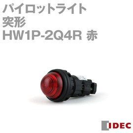 IDEC HW1P-2Q4R Pilot Light, HW Series, φ0.9 inch (22 mm), Projected Shape, LED Illumination, AC/DC 24V