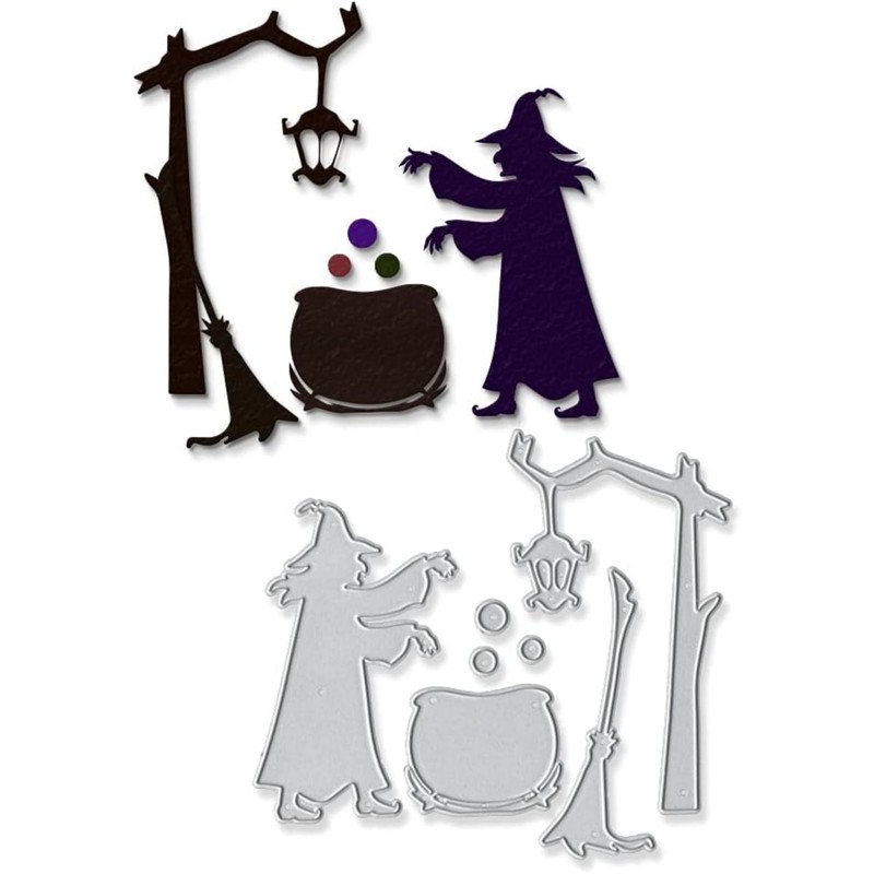 Halloween Witch Cauldron Cutting Dies Metal Embossing Stencils Template