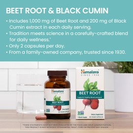 Himalaya Beet Root, Herbal Supplement for Healthy Blood Pressure Support, Vegan, Gluten Free, 500mg Beet Root & 100 mg Black Cumin Extract, 60 Capsules