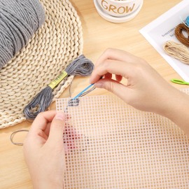 Plastic Canvas Sheets, White Mesh Canvas Sheets, Cross Stitch Plastic Canvas for Knitting, Crochet, Sewing Projects, Pack of 6, 20 x 32 cm