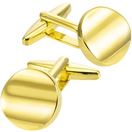 Jonwo Round Curved Wave Design Cufflinks for Men Women In Gift Box Classic Silver/Gold Men's Cuff Links Jewelry for Wedding Party Daily Office Business Events Tuxedo Dress (Gold)