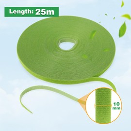 Redamancy 25 m Plant Ties Velcro, 10 mm Plant Velcro Tape, Plant Ties Resealable as Weatherproof Cable Ties for Plants, Reusable Roll Climbing Aid for Plants (Grass Green)