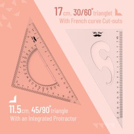 Mr. Pen- Triangle Ruler, 2 Pack, 17&11, 30/60 & 45/90, Right Triangle Ruler for Drawing, 30/60 Degree Triangle Plastic, 30 60 90 Triangle, Drawing Triangle Angle