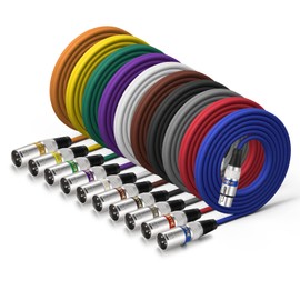 EBXYA XLR Cable 10 ft 10 Packs - Premium Balanced DMX Cable, XLR Male to Female Microphone Cable