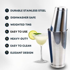 BARIANTTE Weighted Boston Cocktail Shakers, Bartender Shaker Large, Boston Shaker Set Extra Large Cocktail Shaker, Drink Shaker Bar Shakers Bartending, 28OZ & 18OZ Stainless Steel Professional Shaker