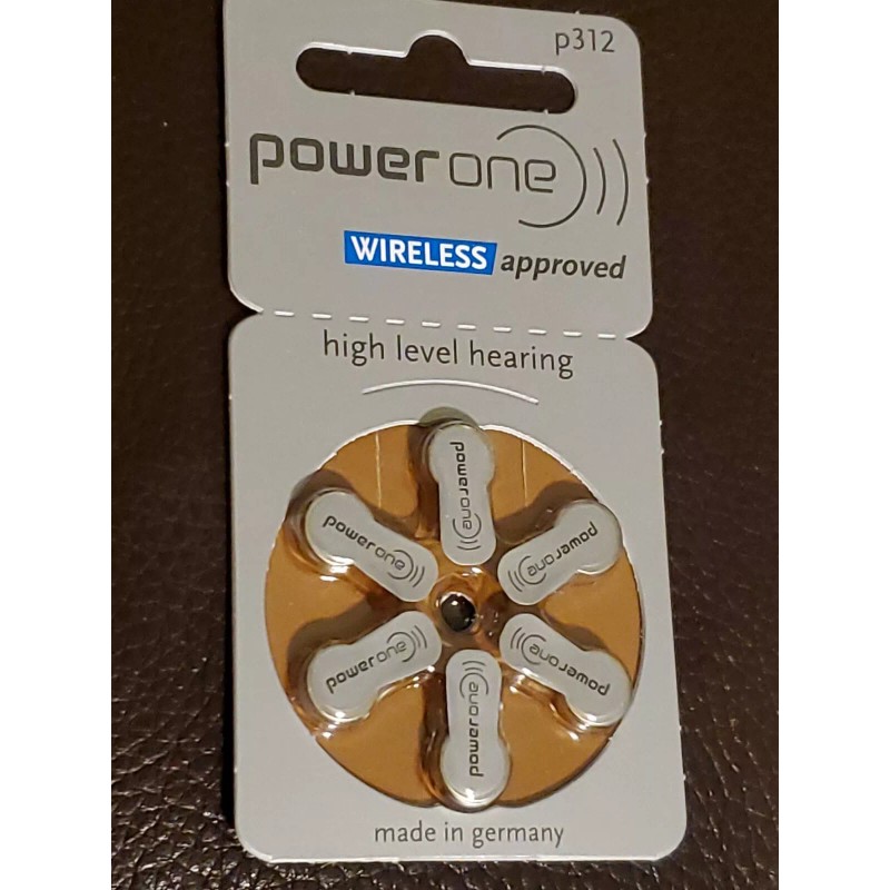 Power-One Power one hearing aid (1pack) 6 batteries p312 wireless