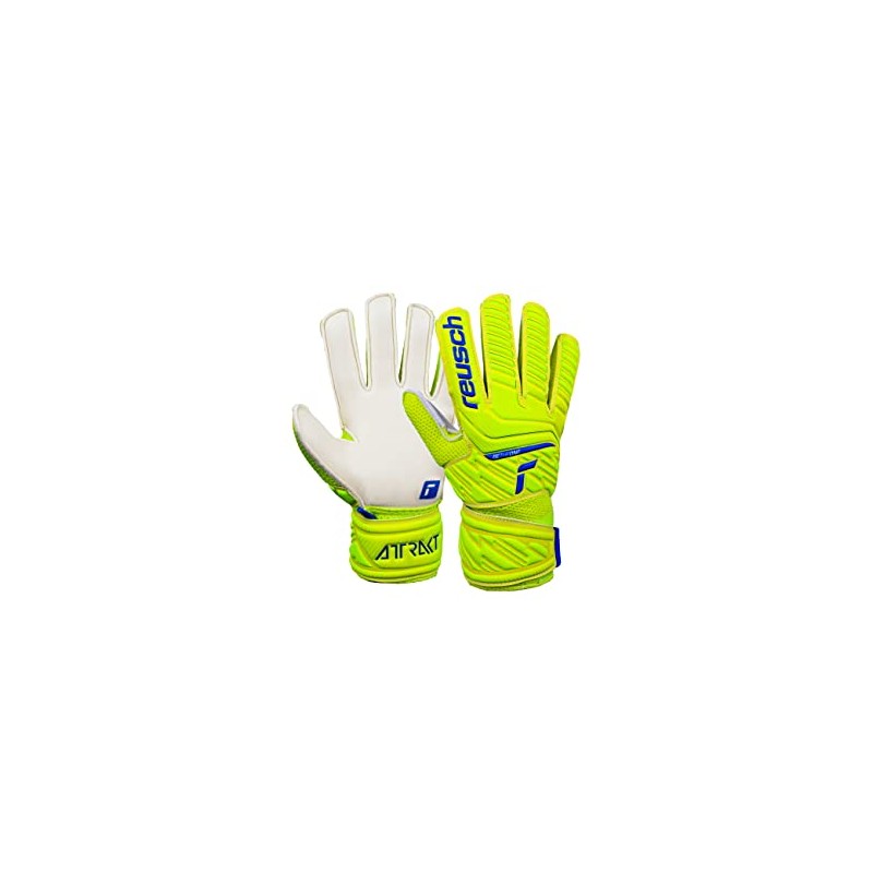 Reusch Attrakt Solid Junior Unisex Goalkeeper Gloves Safet Yellow/DP Blue/White