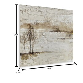 Yihui Arts Lake Landscape Wall Art - Rustic Farmhouse Canvas Painting with Textured Tree and Gold Foil Accents for Living Room, Bedroom, or Bathroom Decor
