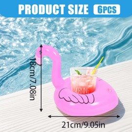 Inflatable Drinks Holder, 6 Pcs Inflatable Drink Holder Float, Cute Flamingo Cup Coasters Pool Drink Floats, Durable/Sturdy, Holds Cups/Cans/Water Bottles, for Pool Vacations Beach Bathing