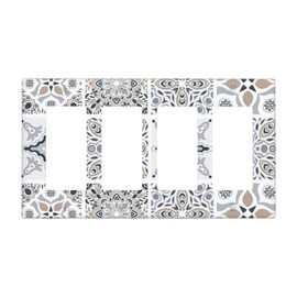 Mexican Talavera Tile Quad Rocker Light Switch Cover Decorative 2 Gang Decora Wall Plate Electrical GFCI Outlet Switchplate Covers Faceplate for Kitchen Bathroom Bedroom Home Decor