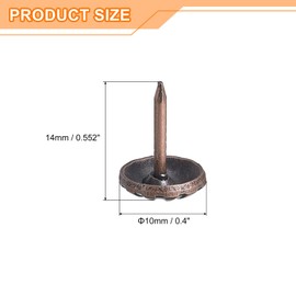 uxcell Upholstery Tacks Nail Pins Furniture, 100Pcs 10x14mm Thumb Tack Pins Assortment Kit Carbon Steel for Home Sofa DIY Decorative Nail Heads Nails, Red Bronze