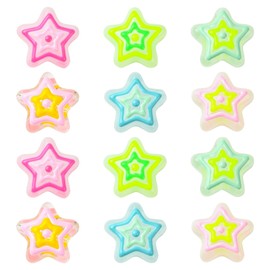 LiQunSweet 12 pcs 6 Colors Lovely Star Glass Spacer Beads Celestial Crystal Beads for DIY Jewelry Making Bracelet Necklace Earring Crafts Bag Keychian Decor