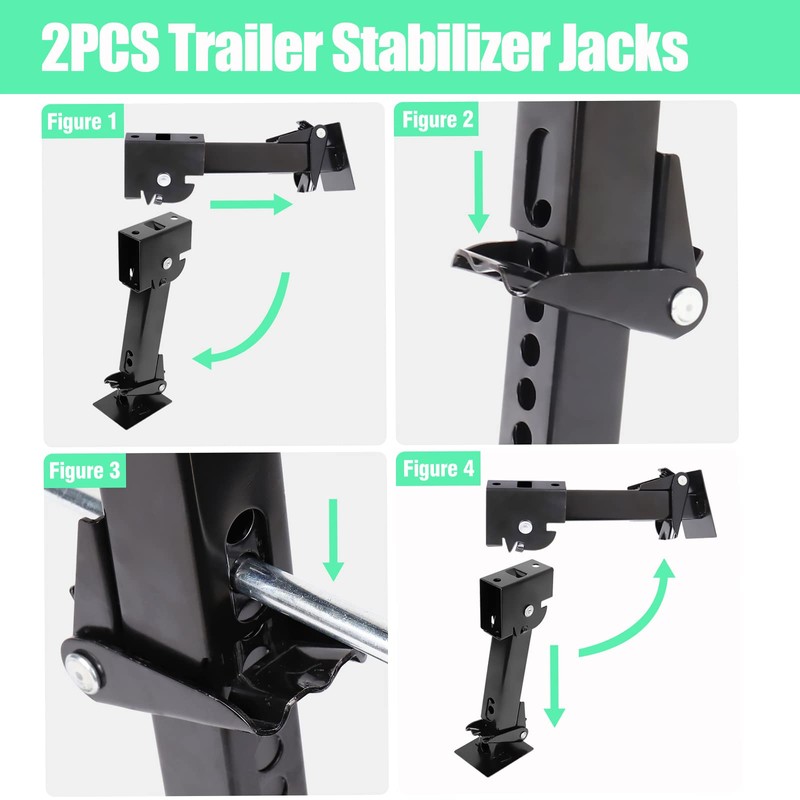 2PCS Swing Down Trailer Stabilizer Jacks - 7" Drop Leg,