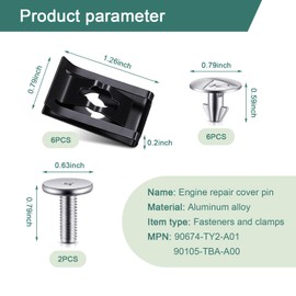 ZKFAR 14 PCS Car Oil Pan Guard Gasket Pin Set, Radiator Engine Access Cover Alloy Pin Clip, Splash Guard Hardware Fastening Bolt Clip, Product Compatible with Honda CR-V, Civic, Accord (Silver)