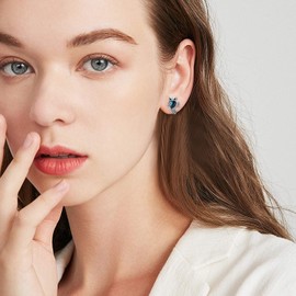Owl Earring Stud with CZ Blue Crystal 925 Sterling Silver Animal Jewellery Anniversary Birthday Gift for Women Teen
