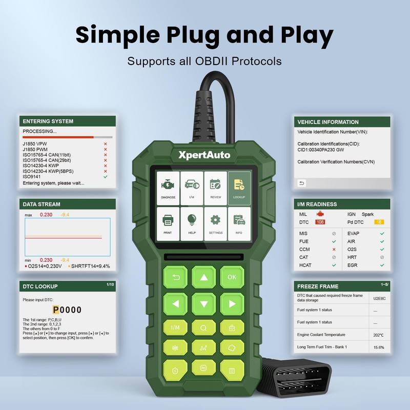 XpertAuto C303 OBD2 Scanner Live Data Professional Mechanic Universal OBDII
