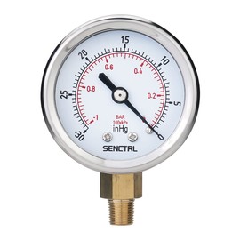 SENCTRL 30inHg Vacuum Pressure Gauge, 2" Dial, 1/8 NPT Lower Mount, Waterproof, Stainless Steel Case, for Tube Tester, HVAC, Pneumatic Air Compressor, Hand Pump, Valve Test