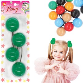 2 Pcs 42mm Large Ball Knockers Hair Ties Ponytail Holders Hair Accessories for Girls Kids Toddler (Green)