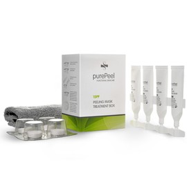 purePeel Natural Face Mask Made of Fleece, AHA Fruit Acid Peeling Serum 15pf, 30 ml, Cloth Masks, Set of 4, for Oily Skin and Impurities, Suitable for All Skin Types