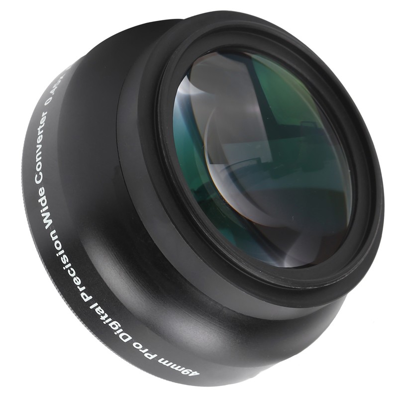 Optical Glass 0.45x WideAngle Black Additional Lens for 49mm Camera