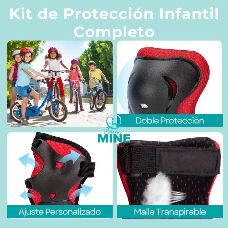 Set 6 Equipo De Protección Para Patinar, Bicicleta Patineta Rojo